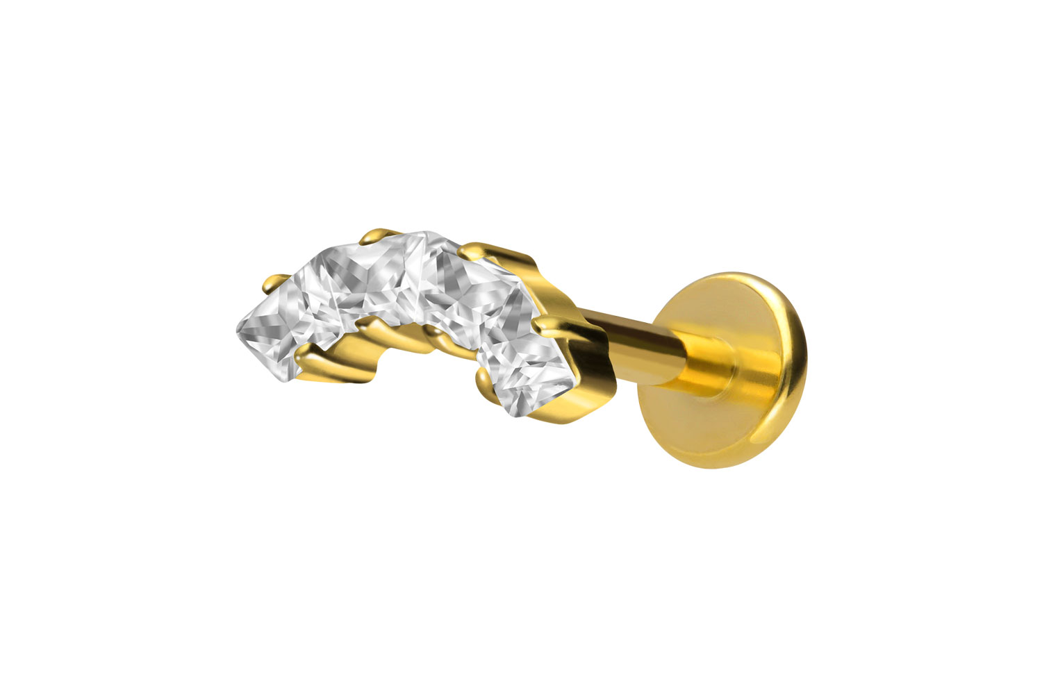 Titan Labret Piercing mit Innengewinde EINGEFASSTE KRISTALLTRAPEZE